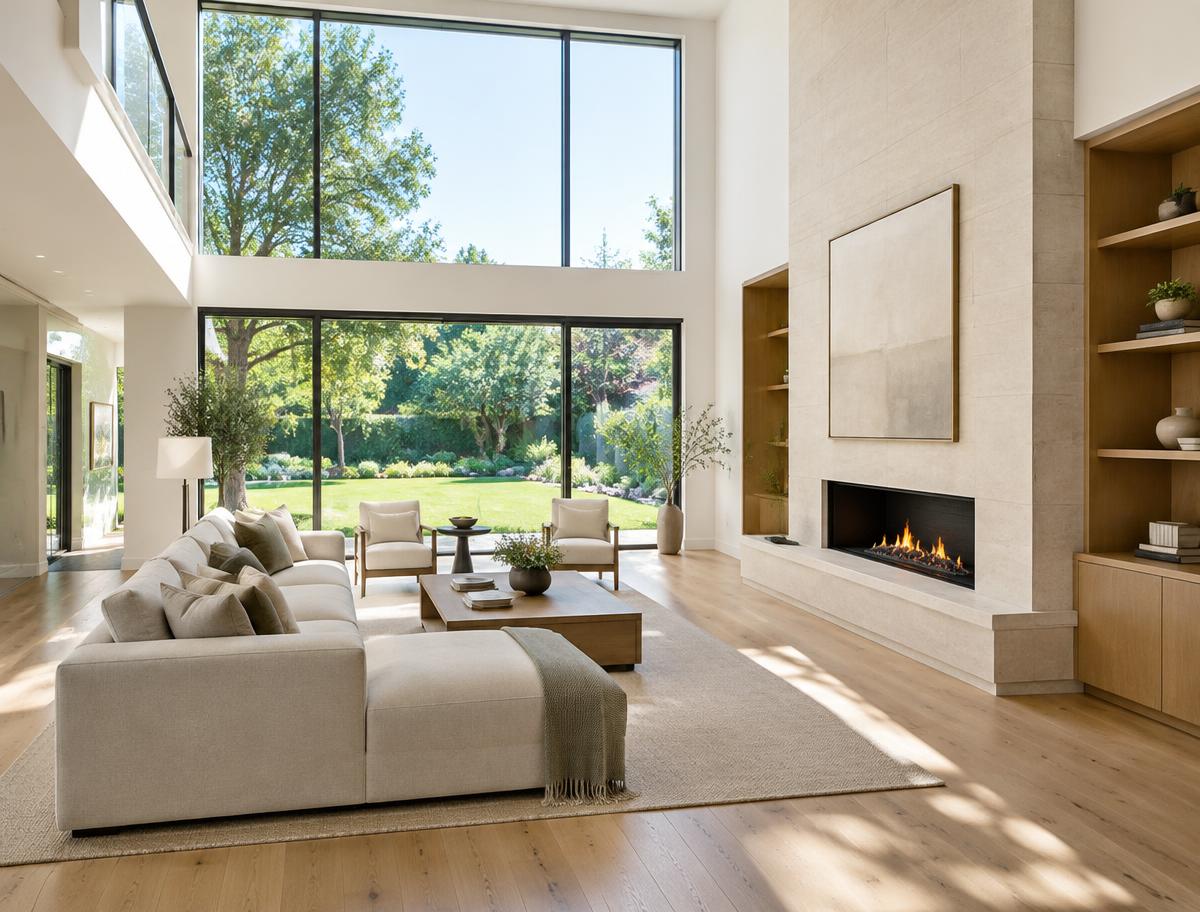 Light-filled contemporary living space with carefully finished details